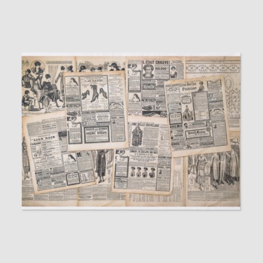 アンティーク新聞広告シートのデコページ 薄葉紙 (正面)