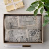 アンティーク新聞広告シートのデコページ 薄葉紙 (ギフト)