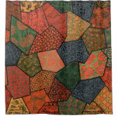 アンティーク日本のの花離れ，幾何フローラ シャワーカーテン (正面)