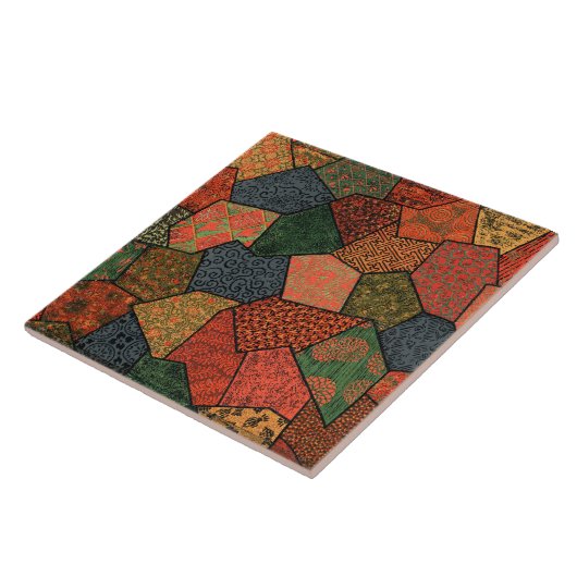 アンティーク日本のの花離れ，幾何フローラ タイル (側面)