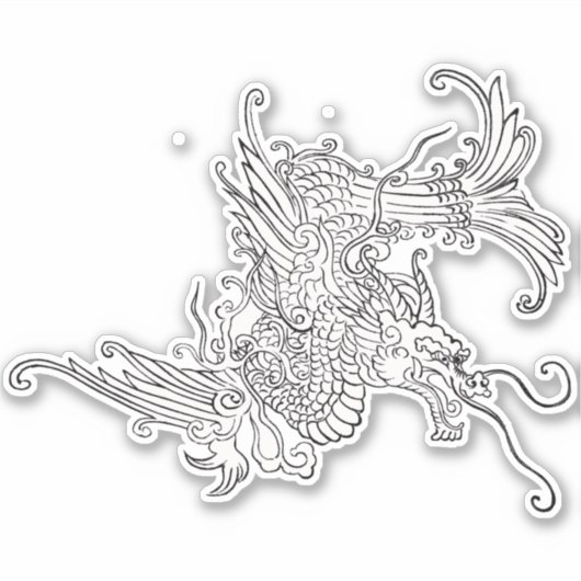 アンティーク日本のドラゴンブラックアンドホワイト シール (正面)