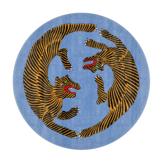 アンティーク日本のフォークアートタイガース カッティングボード (正面)