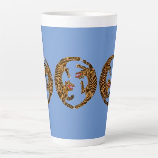 アンティーク日本のフォークアートタイガース カフェラテマグ (正面)