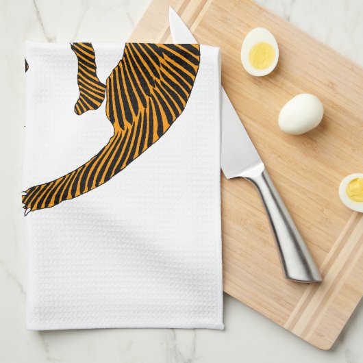 アンティーク日本のフォークアートタイガース キッチンタオル (四つ折り)