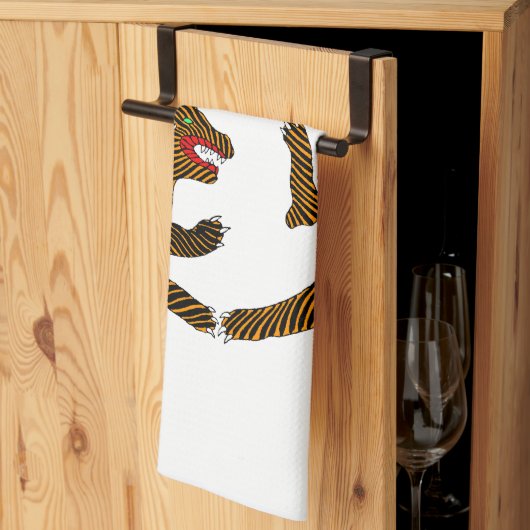 アンティーク日本のフォークアートタイガース キッチンタオル (三つ折り)