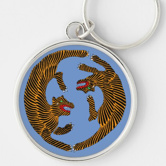 アンティーク日本のフォークアートタイガース キーホルダー (正面)