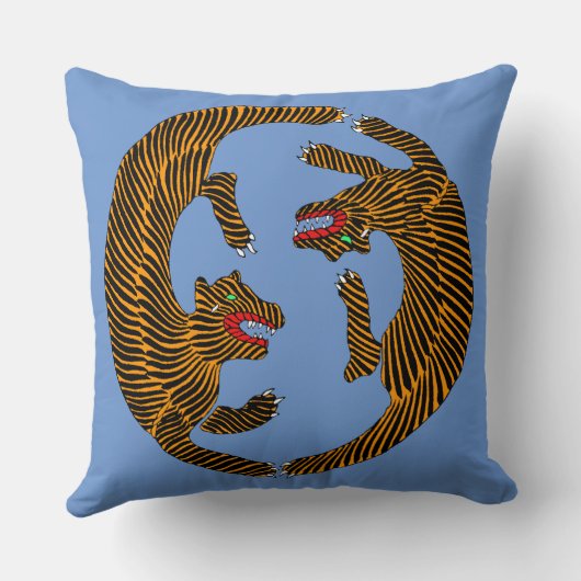 アンティーク日本のフォークアートタイガース クッション (裏面)