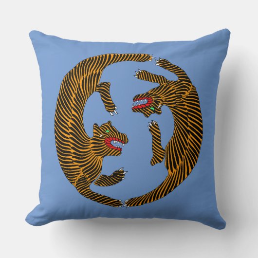 アンティーク日本のフォークアートタイガース クッション (正面)