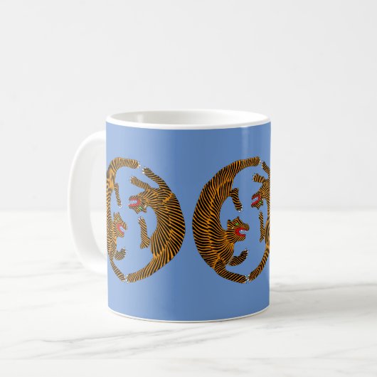 アンティーク日本のフォークアートタイガース コーヒーマグカップ (正面左)