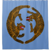 アンティーク日本のフォークアートタイガース シャワーカーテン (正面)