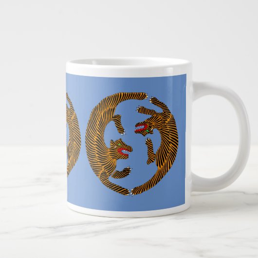 アンティーク日本のフォークアートタイガース ジャンボコーヒーマグカップ (右)