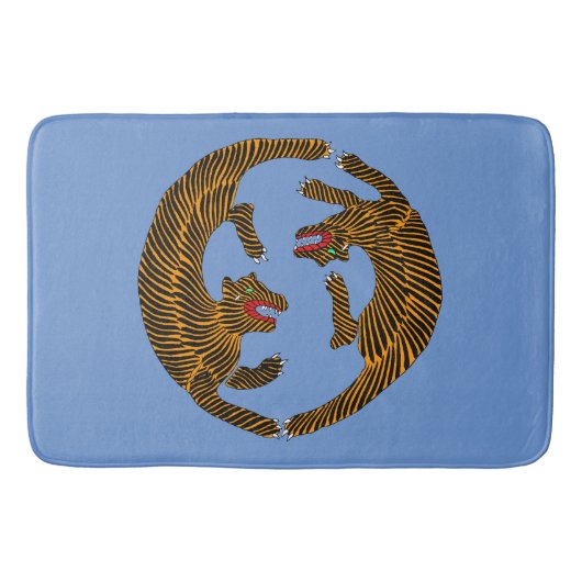 アンティーク日本のフォークアートタイガース バスマット (正面)