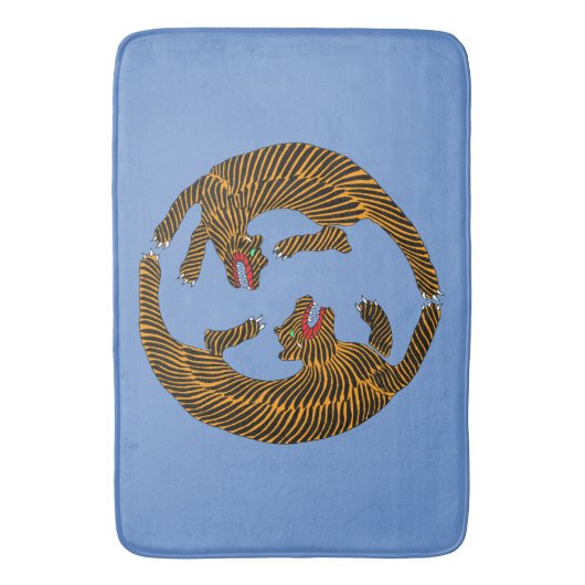 アンティーク日本のフォークアートタイガース バスマット (正面縦)