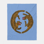 アンティーク日本のフォークアートタイガース フリースブランケット (正面)