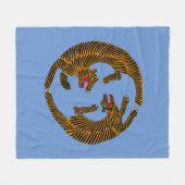 アンティーク日本のフォークアートタイガース フリースブランケット (正面(横))