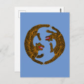 アンティーク日本のフォークアートタイガース ポストカード (正面/裏面)