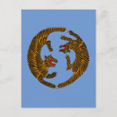 アンティーク日本のフォークアートタイガース ポストカード (正面)