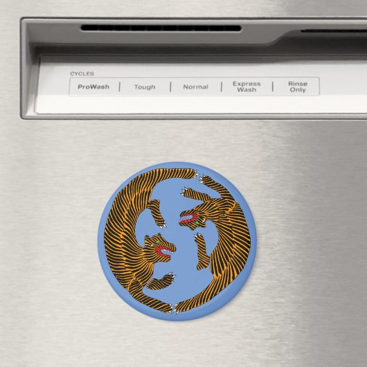 アンティーク日本のフォークアートタイガース マグネット (インサイチュ (食洗機))