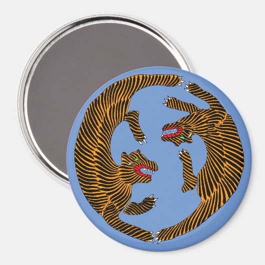 アンティーク日本のフォークアートタイガース マグネット (正面/裏面)