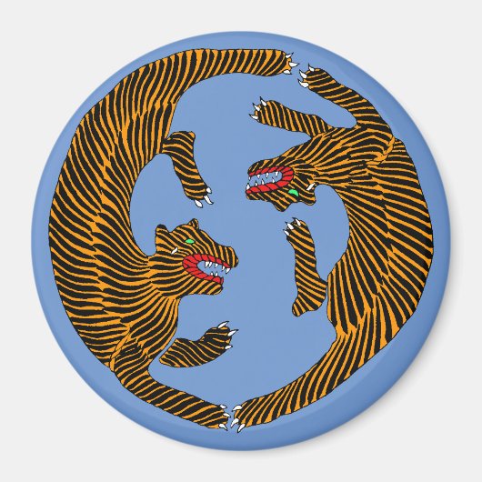 アンティーク日本のフォークアートタイガース マグネット (正面)