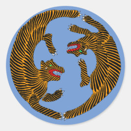 アンティーク日本のフォークアートタイガース ラウンドシール