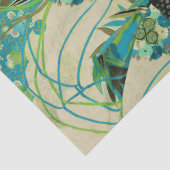 アンティーク日本のフラワーズアクアブルーグリーンフローラ 薄葉紙 (詳細)