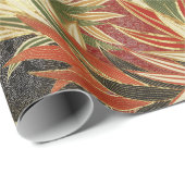 アンティーク日本のフラワーレッドグリーンブラックフローラ ラッピングペーパー (ロールコーナー)