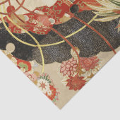 アンティーク日本のフラワーレッドグリーンブラックフローラ 薄葉紙 (詳細)