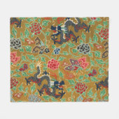 アンティーク日本のフローラプリント フリースブランケット (正面(横))