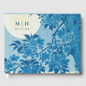 アンティーク日本のブルーさくらんぼブロッサム ゲストブック (正面)