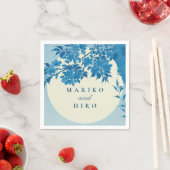 アンティーク日本のブルーさくらんぼブロッサム スタンダードカクテルナプキン (インサイチュ)