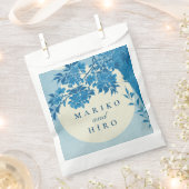 アンティーク日本のブルーさくらんぼブロッサム フェイバーバッグ (クリップ留めされた状態)