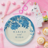 アンティーク日本のブルーさくらんぼブロッサム ペーパープレート (パーティー)