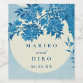 アンティーク日本のブルーさくらんぼブロッサム ワインラベル (シングルラベル)