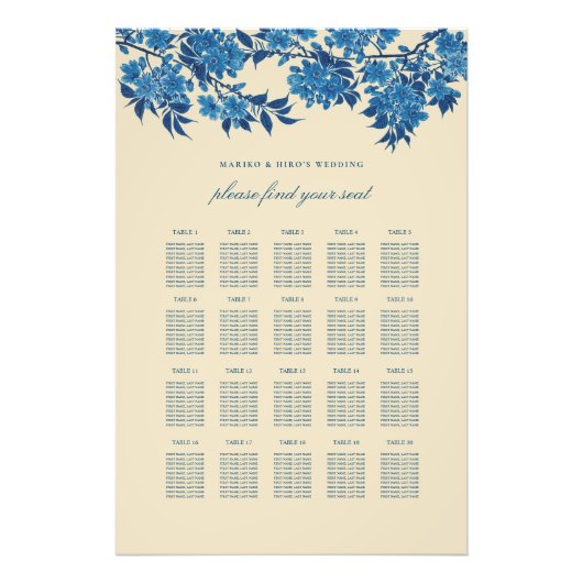 アンティーク日本のブルーさくらんぼ座席表 フォトプリント            (正面)