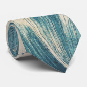 アンティーク日本のブルーウェーブ海プリント ネクタイ (ロール)