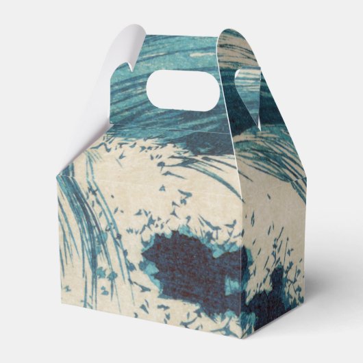 アンティーク日本のブルーウェーブ海プリント フェイバーボックス (正面サイド)