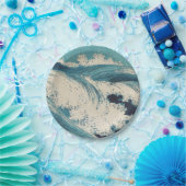 アンティーク日本のブルーウェーブ海プリント ペーパープレート (パーティー)