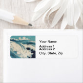 アンティーク日本のブルーウェーブ海プリント ラベル (インサイチュ)