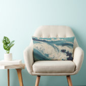 アンティーク日本のブルーウェーブ海プリント ランバークッション (椅子)