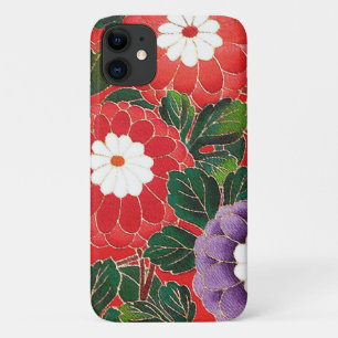 アンティーク日本のブロケード深いレッド iPhone 11 ケース