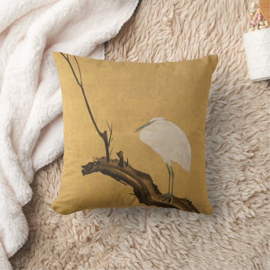 アンティーク日本のヘロンアウィローブランチプリント クッション (ブランケット)