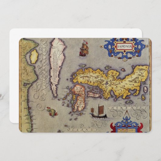 アンティーク日本の地図メルカトルとホンジウス (正面/裏面)