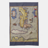 アンティーク日本の地図メルカトルとホンジウス キッチンタオル (縦)