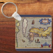 アンティーク日本の地図メルカトルとホンジウス キーホルダー (正面)
