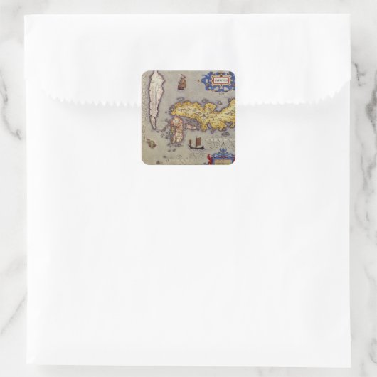 アンティーク日本の地図メルカトルとホンジウス スクエアシール (バッグ)