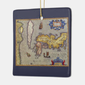 アンティーク日本の地図メルカトルとホンジウス セラミックオーナメント (左)