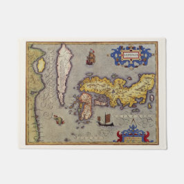 アンティーク日本の地図メルカトルとホンジウス ドアマット