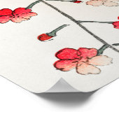 アンティーク日本の桜さくらんぼブロッサムウッドブロック ポスター (角)