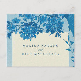 アンティーク日本の青い桜の花 エンクロージャーカード